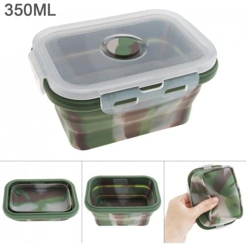 Portable Rectangle Silicone Scalable Folding Lunchbox Bento Box with Silicone Sealing Plug for - 40 Centigrade ~ 230 Centigrade