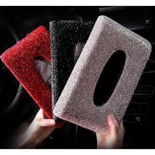 Luxury Diamond Car Tissue Box Full Crystal Diamante Block type Tissue Boxes Holder Women Car Styling Auto Accessories