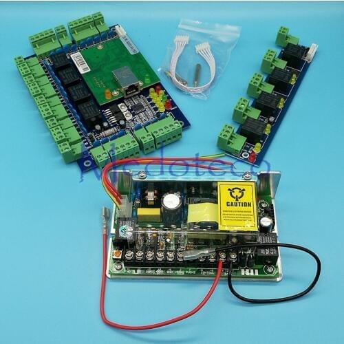 TCP/IP Four Door Access Control Panel System+12V5A uninterrupted battery function Power Supply + Alarm Expension Panel L04