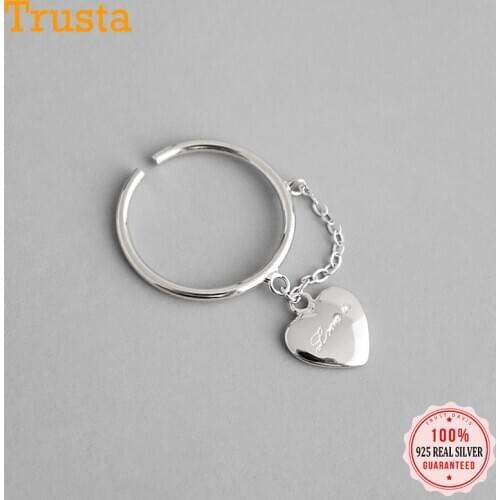 Trustdavis Genuine 925 Sterling Silver Romantic Heart Chain Opening Ring For Women Wedding Valentines Day Fine Jewelry DB456