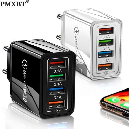 USB Charger 3.1A Fast Charging Station Power Adapter Chargers For iphone 11 XS Xiaomi 4 Ports Mobile Phone Wall Charger Socket