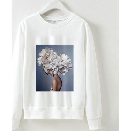 Harajuku Women Printed Hoodies Pullover Autumn Coat Winter Loose Fleece Thick Knit Sweatshirt Female Long Sleeve