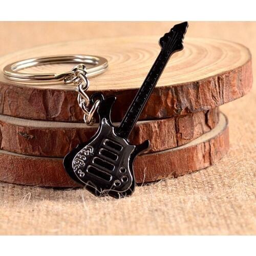 1PC Guitar Keychain Creative Design Bass Guitar Musical Instrument Keychain Gift Fashion Pendant Metal Craft MY 011