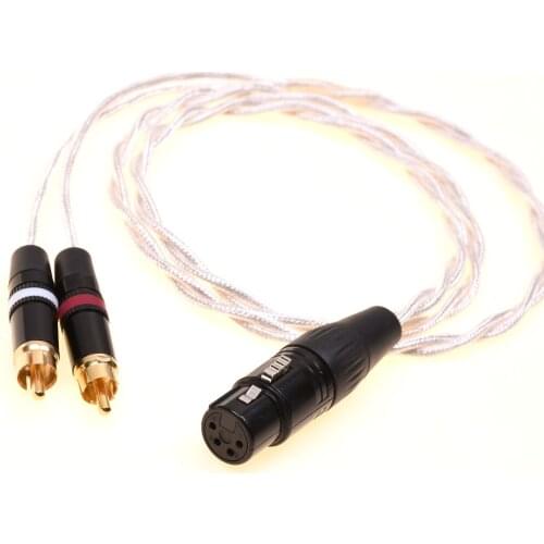 4pin XLR Female to Dual RCA Male Balanced Audio Adapter Silver Plated Shield Cable
