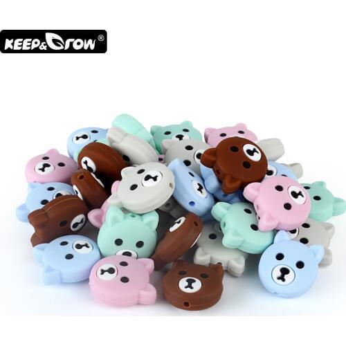 Keep&Grow 5pc Mini Silicone Bear Beads Food Grade Baby Teether DIY Necklace Silicone Pearl BPA Free Teething Toys Baby Products