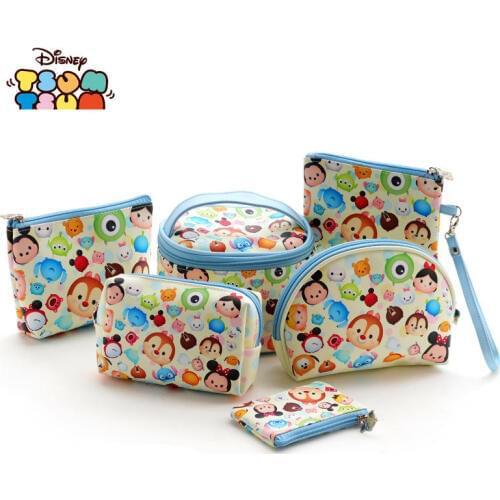 6pcs/lot Disney childrens doll accessories cosmetic bag tsum cartoon millet multi-function storage bag coin purse