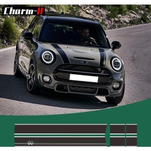 60th Anniversary Styling Hood Bonnet Stripes Sticker Trunk Rear Engine Cover Decal Stickers for Mini R56 R57 F55 F56 Hatchback