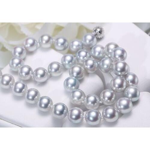 AAA 10-11mm south sea light grey natural round pearl necklace 18 inch >Selling jewerly free shipping