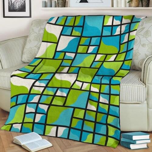 Abstract Geometric Pattern 3D Printed Velvet Plush Throw Fleece Blanket Bedspread Sherpa Blanket Home Decora