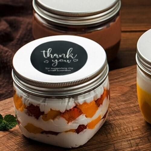 Free shipping 5000pcs/pack hot Round With Black Background Golden sliver Thank You baking sticker label Sealing Stickers