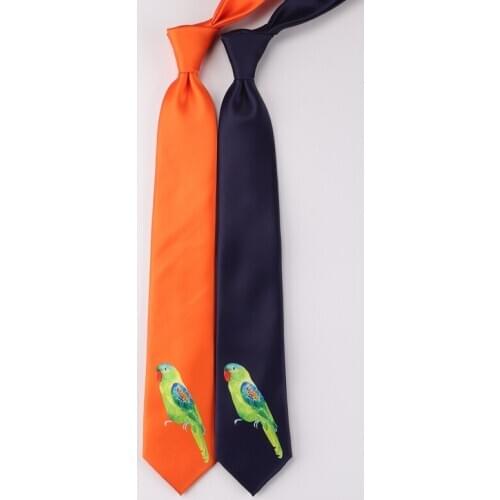 Free shipping New male necktie Original design bird orange parrot men women party personality art casual printing birthday gift