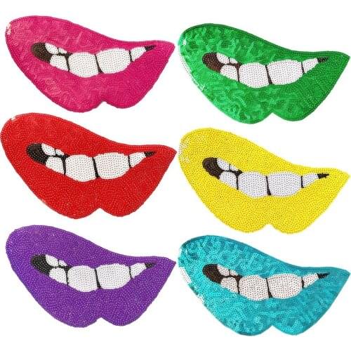 Large embroidery big mouth lip patch animal cartoon patches for bag badges applique patches for clothing SC-3068