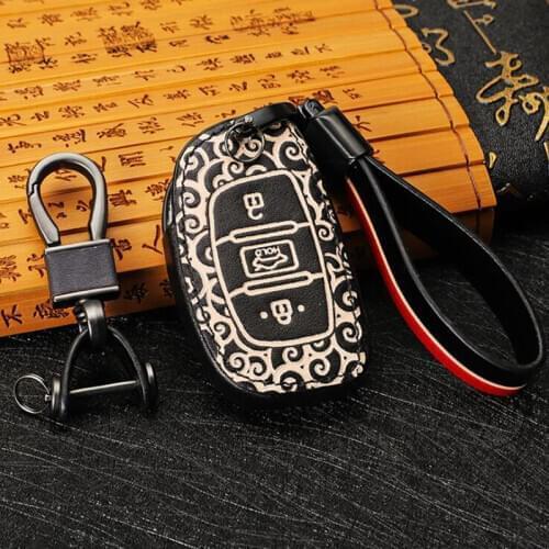 Genuine Leather Key Case Cover For Hyundai I40/I30/IX25/IX35/Tucson/Verna/Solaris/Elantra/Accent/I45/New Santafe