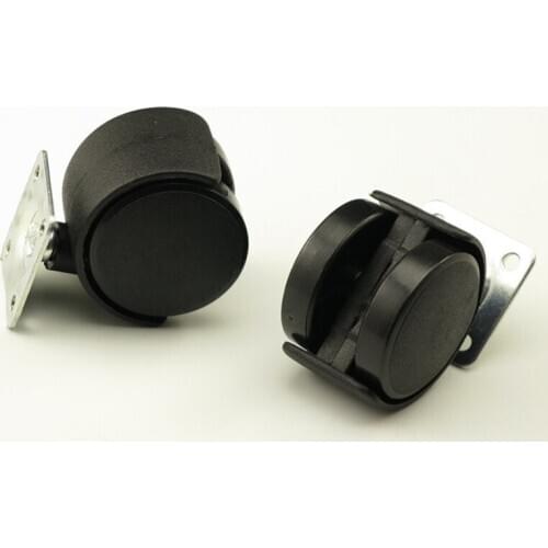 4PCS Black Plastic 50mm Flat Sofa Casters Quiet Casters Swivel Casters Furniture Caster Furniture Hardware
