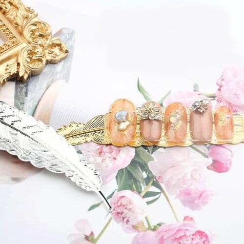 3PCS Feather Nail Tip Holder Practice Display Stand Rose Gold Sliver Metal Manicure Salon Nail Art Training Showing Tools