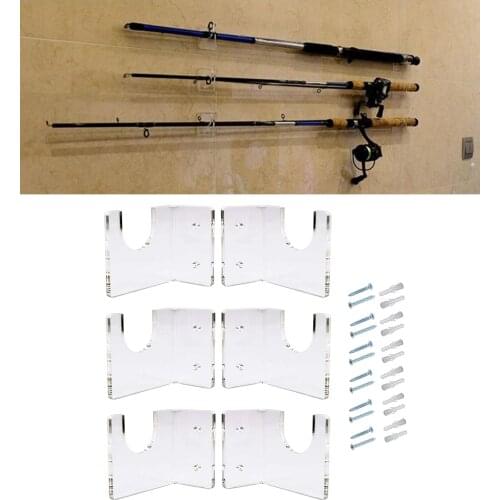 Fishing Rod Holder Horizontal Wall Mounted Rack Support Clear for Garage