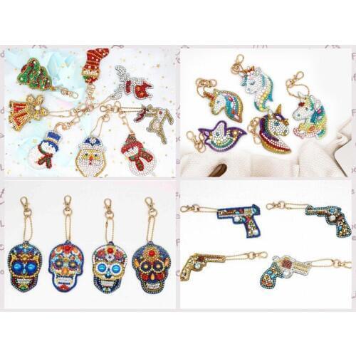 Unicorn Design Diy Diamond Keychain Best Christmas Gift 5pcs Diy Special Shape Full Drill Woman Girl Jewelry Keyring BG81