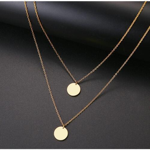 European American Fashion Accessories New Size Electroplated Sequins And Beautiful Multi Layer Long Stainless Steel Necklaces
