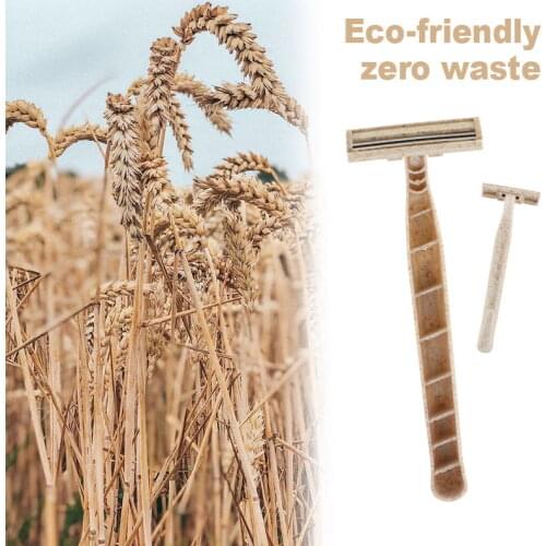 EZ Eco-friendly Disposable Safety Razors with Wheat Straw Handles for Tattoo shave hair Sweden Stainless Steel Blades 50 Pcs/Box