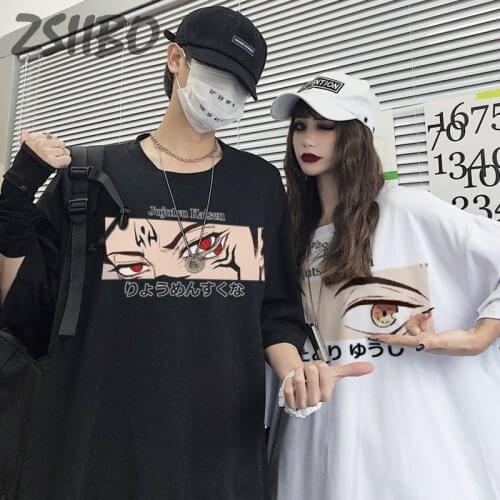 Females T shirt Harajuku Anime Unisex T-shirts Women Jujutsu Kaisen Gojo Satoru Yuji Itadori Funny Graffiti Printed Summer Tops