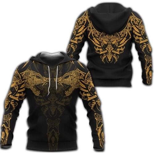 Geki & Freki Viking Wolf Turquoise Tattoo 3D Printed Unisex Deluxe Hoodie Sweatshirt Pullover Casual Tracksuit Zip Jacket DW0354