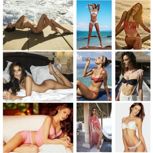 CANVAS Painting Actress Super Model Alessandra Ambrosio Portugal Brazil Latin Samba Angle Face Poster Graffiti Mural Wall Art