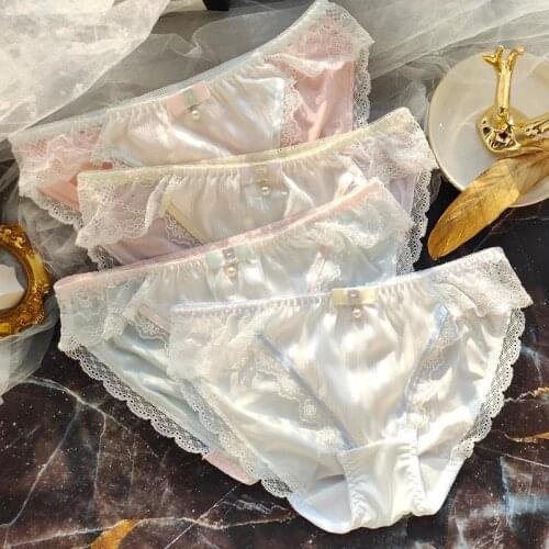 Kawaii Lingerie Sweet Underwear Young Women Girl Plus Size Seamless Lace Thong Panties Briefs Cute Thing Lovely Panty Low Rise