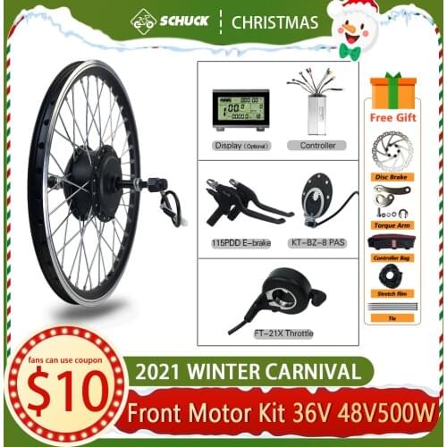 Schuck 36/48V 500W Ebike Conversion kit KT-LCD LED Display with Front Motor Wheel 16 20 24 26 27.5 28 29inch 700C