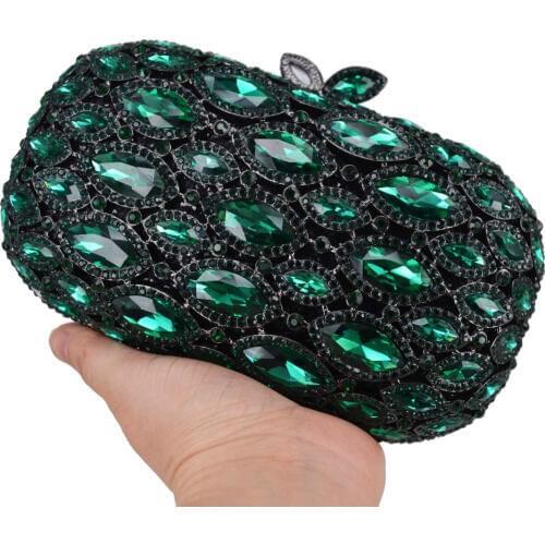 Fashion Luxury Green Crystal Evening Bags Female Wedding bridesmaid Purse Women Party Handbags Chain Bags Day Clutches sc806