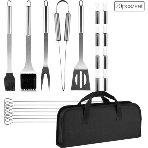 Home BBQ Grill Tool Set Stainless Steel Barbecue Accessories Utensils Kit In Portable Case