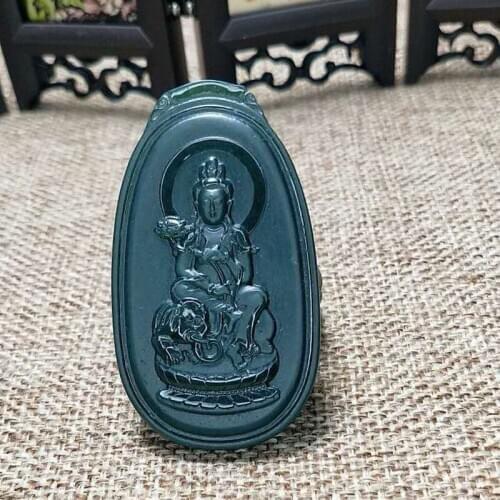 Natural Hetian Qingyu Puxian Bodhisattva Pendant Necklace Can Be Worn By Men and Women To Ensure Peace
