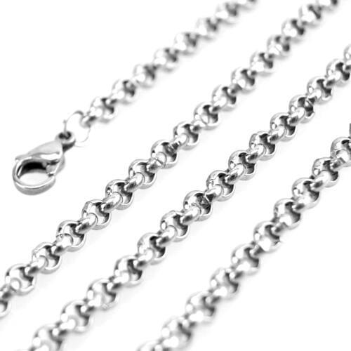 Stainless Steel O link Rolo Women necklace 2mm 3mm 4mm width long steel color choker Necklace collares de moda