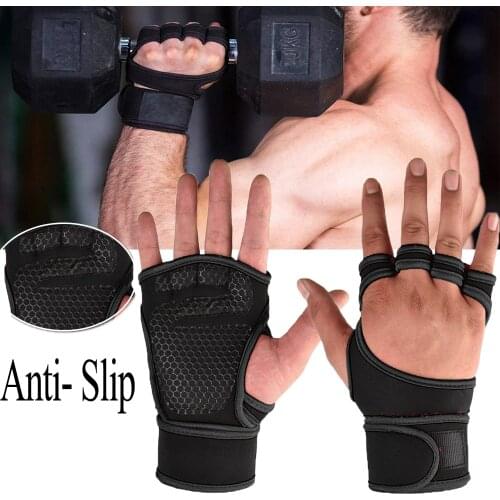 New 1 Pair Weight Lifting Training Gloves Women Men Fitness Sports Body Building Gymnastics Grips Gym Hand Palm Protector Gloves