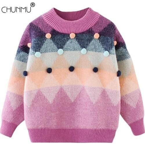 Girls Winter Autumn Sweater Girl Long Sleeve Clothes Kids Pullover Clothes For Girls Children Contrast Color Sweater Coat