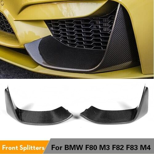 Carbon Fiber Front Splitters Lip Flaps for BMW 3 Series F80 M3 4-Door F82 F83 M4 2-Door Bumper 2015 - 2019 FRP Unpainted