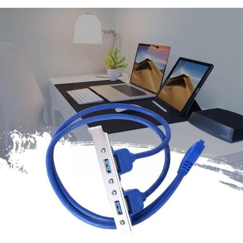 Full Size Bracket Motherboard 20pin to 2 Ports USB Connector Back Female Slot With Plate Adapter 3.0 Header Panel Cable PCI H7M1