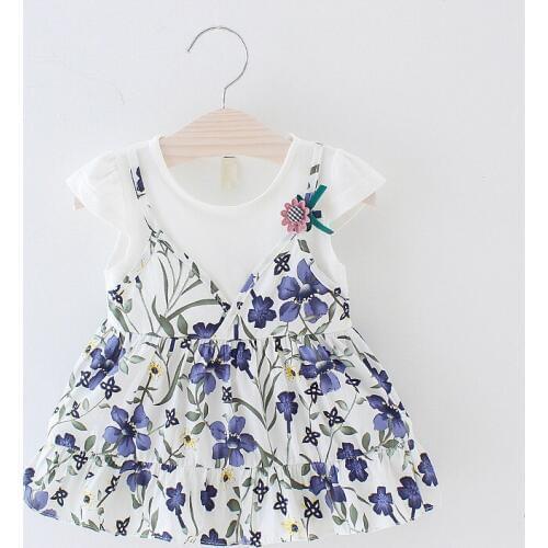New 0-24M Casual Summer Baby Girls Dresses Cotton Print Floral Short Sleeve Cute Infant Girl Dresses Toddler Baby Girl Clothes