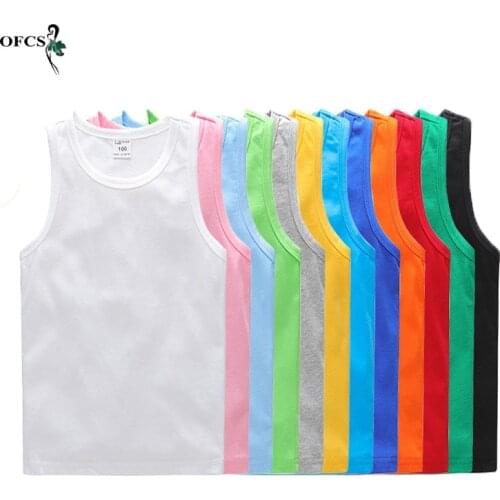 Selling Childrens Clothes Boys Vests Underwear Kids Camisoles Soft Tops Summer Solid Cotton Sleeveless T-shirt For Toddler Tees
