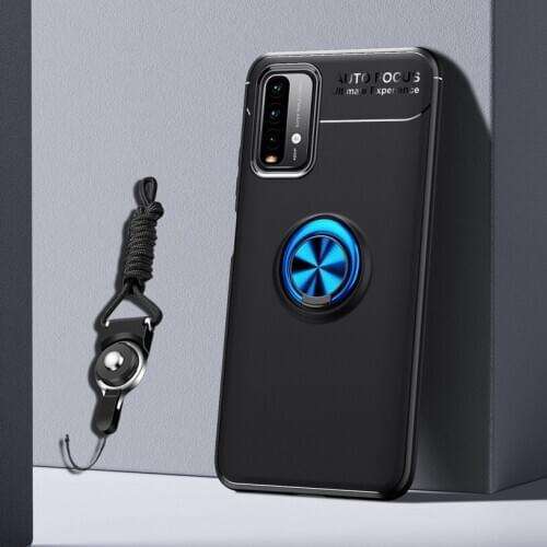 Luxury Silicone case For POCO M3 case POCO X3 NFC With Strip phone Cover For Poco F2 Pro C3 POCO M2 Pro Finger Ring Holder