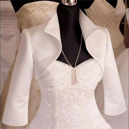 3/4 Long Sleeve wedding jacket satin bolero jackets for Bridal Party Coat Free shipping Bridal Jacket Custom Made