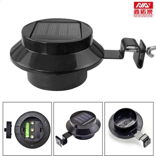Newunoor iP65 outside Wall Garden Solar Lamp Light 3 Led Light Sensor Control Solar Powered Fence Gutter Solar Sensor outdoor