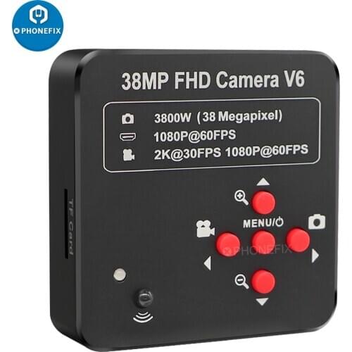 38MP 1080P USB Video Microscope Camera + 130X 200X 250X Adjustable Zoom C Mount Lens + 56 LED Ring Light For Phone PCB Soldering