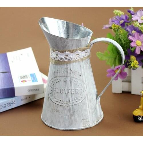 Flower Vase Iron Metal Bucket Rustic Style Jug Watering Can Pot Garden Flower Bucket For Wedding Vintage Home Decoration