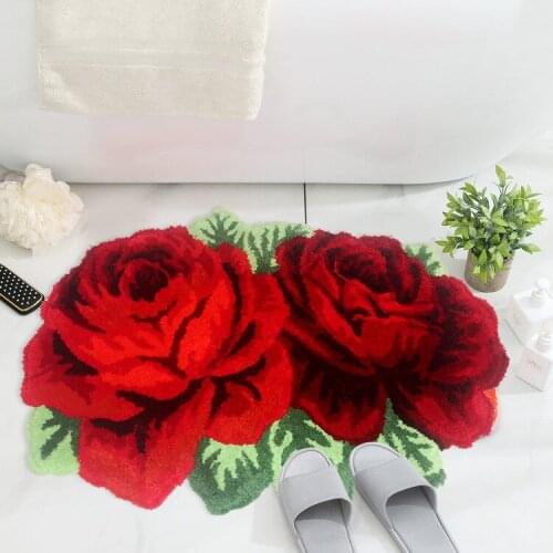 High Quality Anti-slip Red Rose Carpet Livingroom/Bedroom/Bathroom/Wedding Rug Soft Shaggy Plush Washable Area Rug Bath Mat