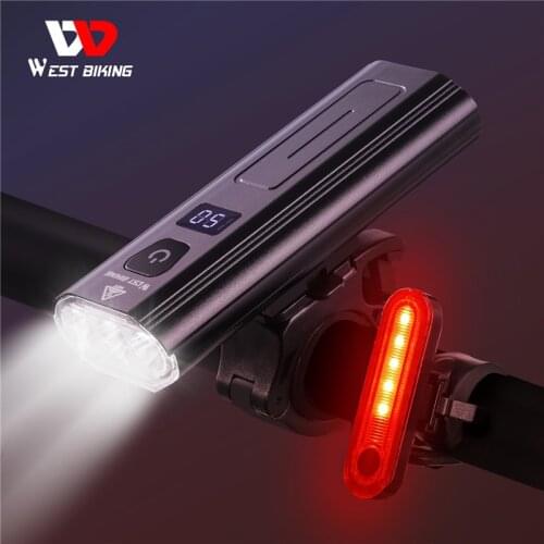 WEST BIKING Bike Light Rainproof USB Rechargeable LED 5200mAh MTB Front Cycle Headlight Aluminum Safety Flashlight Bicycle Lamps