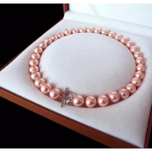 Jewelry Pearl Necklace Rare Huge 12mm Genuine South Sea Pink Shell Pearl Heart Necklace Clasp 18