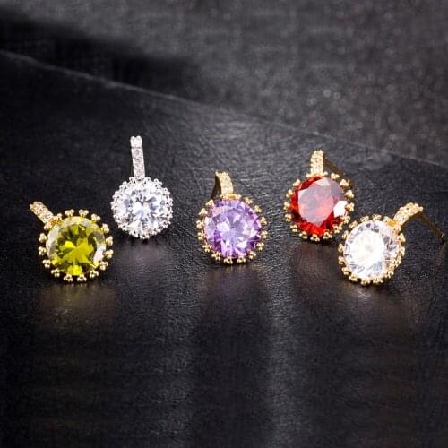 2018 new jewelry crystal earrings Fashion 4 Colors AAA CZ Element Stud Earrings For Women Wholesale Chea Factory Price Dropshipi