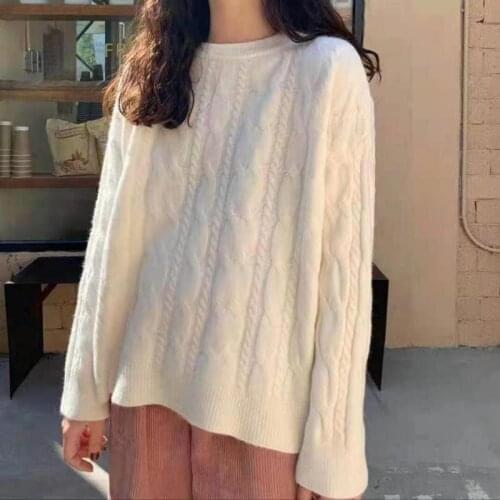 Pullover Twist Sweater Women Cashmere Elegant Women Sweater Oversized Knitted Basic Pullovers O Neck Loose Soft Female Knitwear