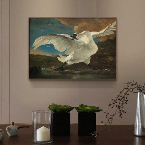 Famous The Threatened Swan By Jan Asselijn Canvas Painting Posters and Prints Wall Art Pictures for Living Room Decoration