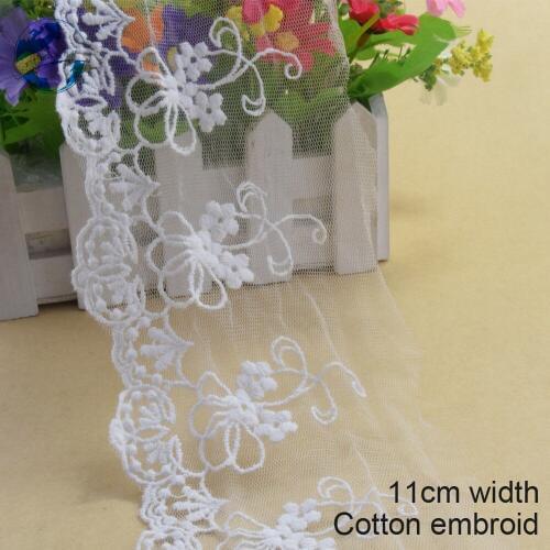 10yards 11cm width Cotton embroid lace sewing ribbon guipure trims fabric dolls lace DIY Garment Accessories wedding lace#3375